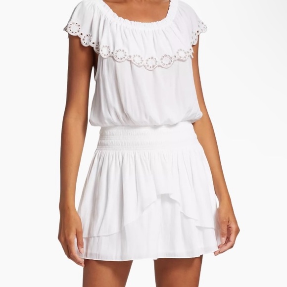 NEW WITH TAGS Ramy Brook White Cynthia Flounce Minidress ~ Medium - Picture 2 of 10